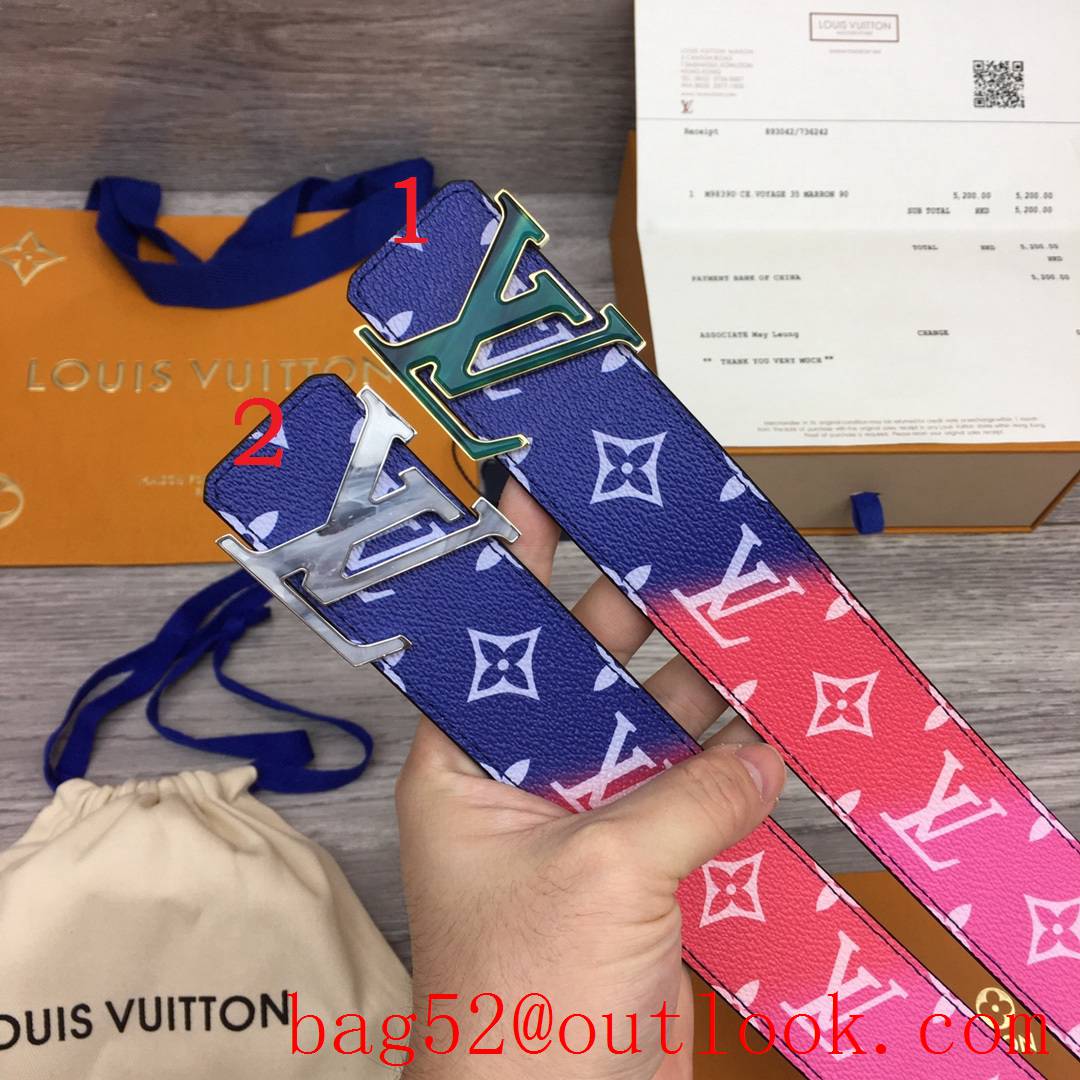 lv Louis Vuitton 40mm rainbow monogram leather buckle belt 2 colors