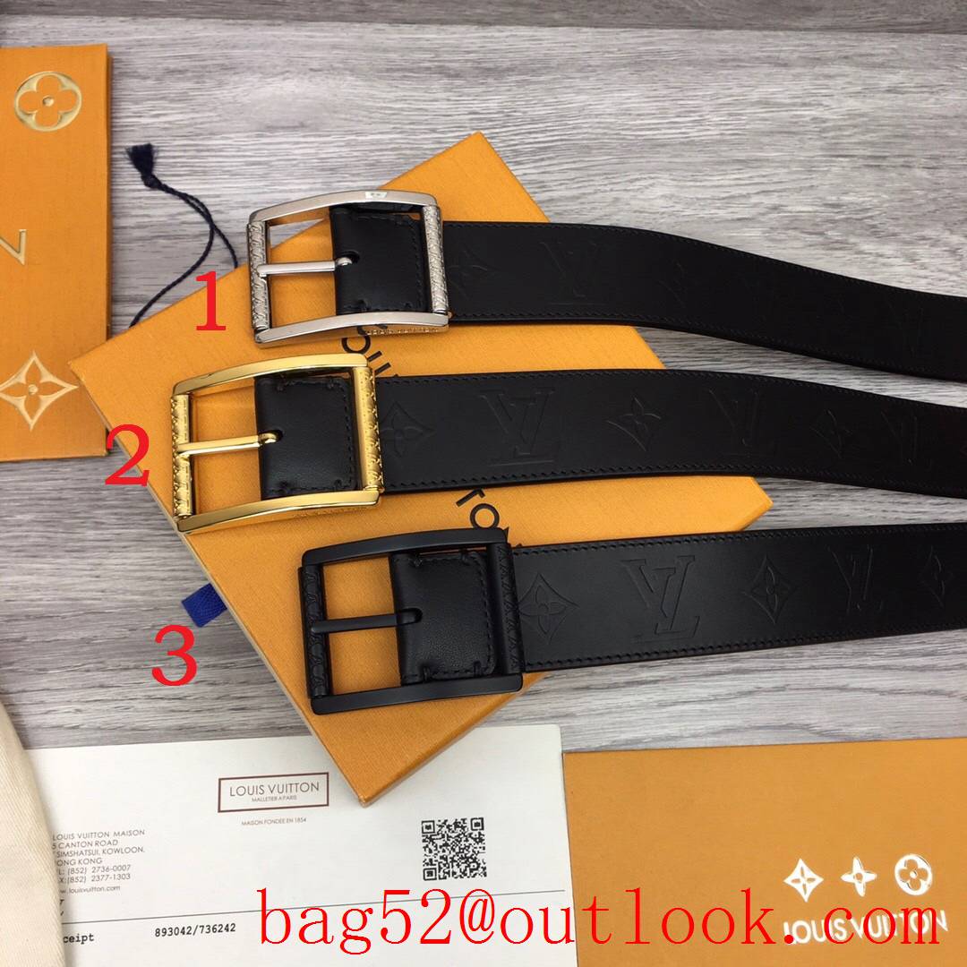lv Louis Vuitton 40mm black logo leather pin buckle reversible belt MP311U 3 colors