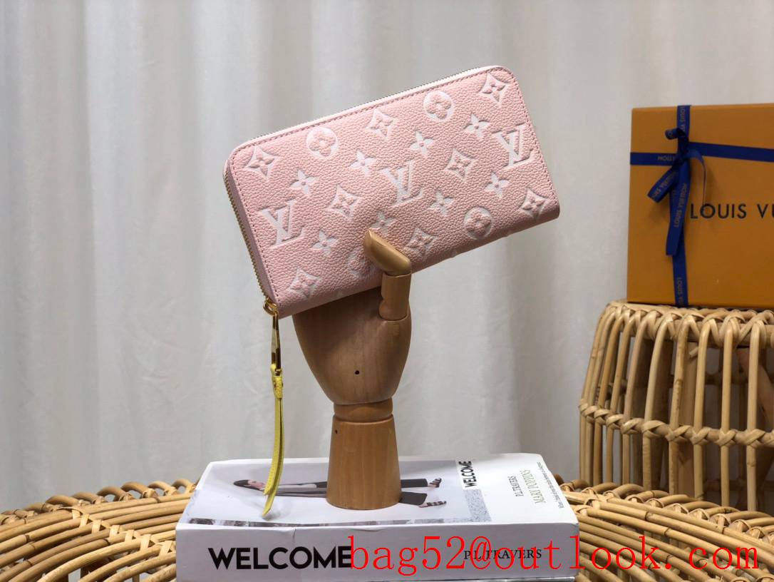 Louis Vuitton LV Monogram Empreinte Leather Zippy Wallet Purse M81279 Pink