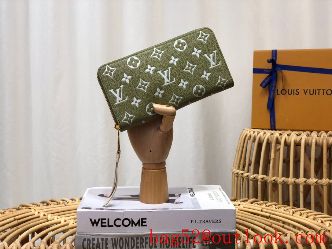 Louis Vuitton LV Monogram Empreinte Leather Zippy Wallet Purse M81279 Green