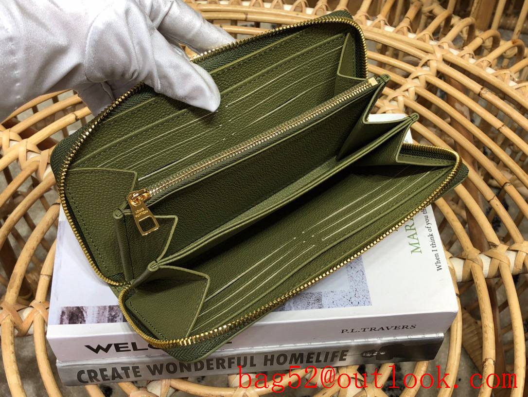 Louis Vuitton LV Monogram Empreinte Leather Zippy Wallet Purse M81279 Green