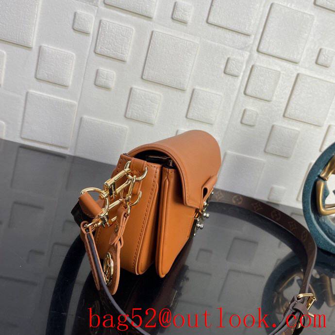 Louis Vuitton LV Swing Calfskin Leather Shoulder Bag with Monogram Strap M20396 Brown