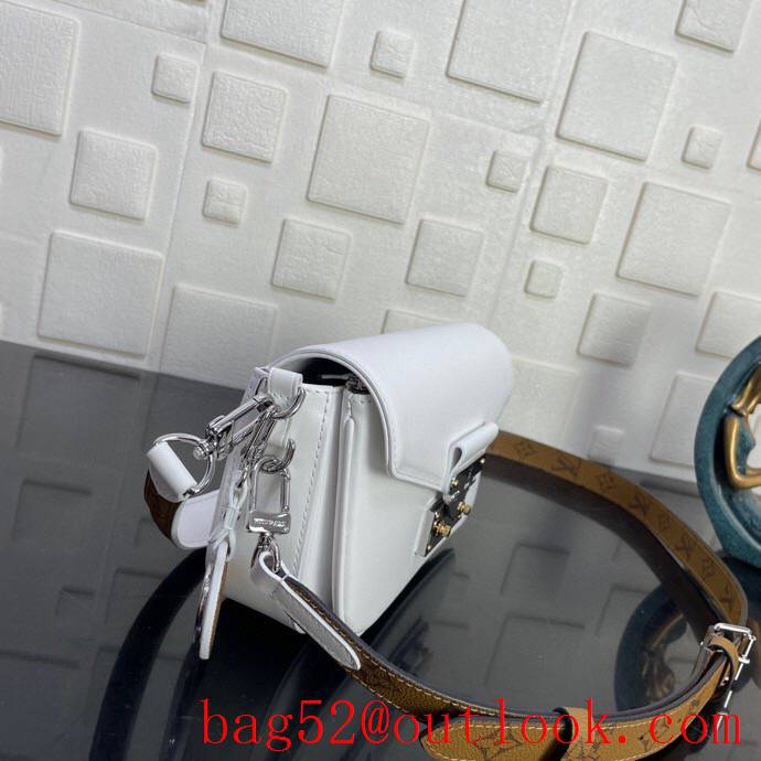 Louis Vuitton LV Swing Calfskin Leather Shoulder Bag with Monogram Strap M20395 White