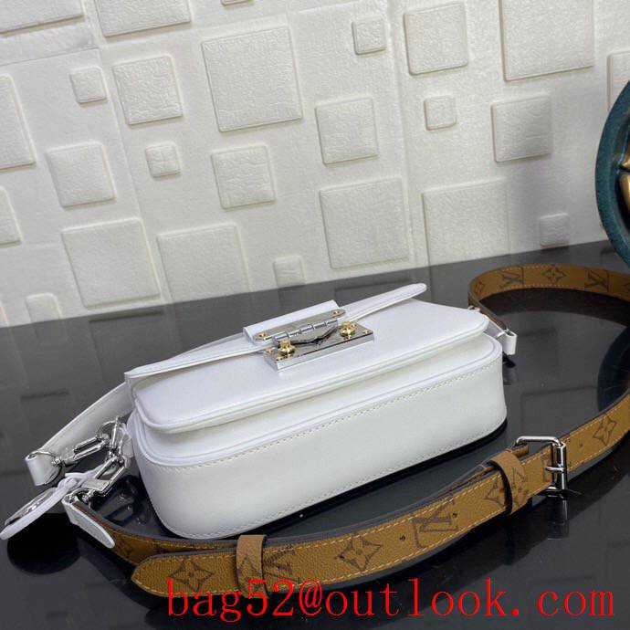 Louis Vuitton LV Swing Calfskin Leather Shoulder Bag with Monogram Strap M20395 White