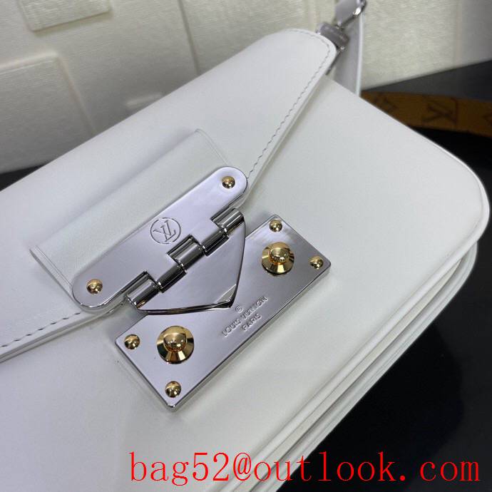 Louis Vuitton LV Swing Calfskin Leather Shoulder Bag with Monogram Strap M20395 White