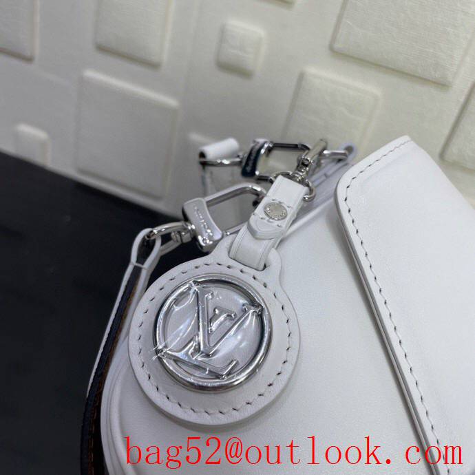 Louis Vuitton LV Swing Calfskin Leather Shoulder Bag with Monogram Strap M20395 White