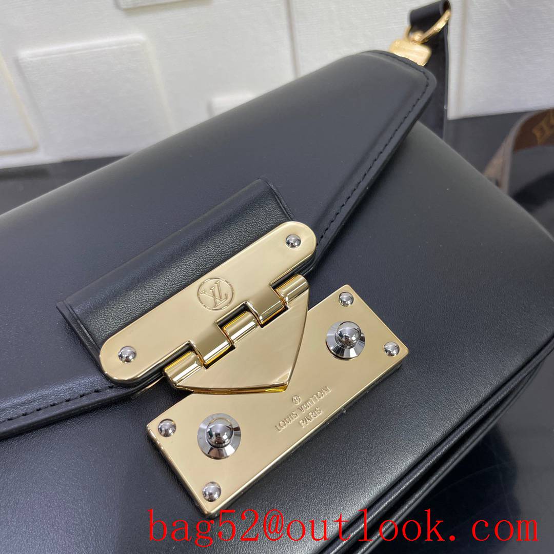 Louis Vuitton LV Swing Calfskin Leather Shoulder Bag with Monogram Strap M20393 Black