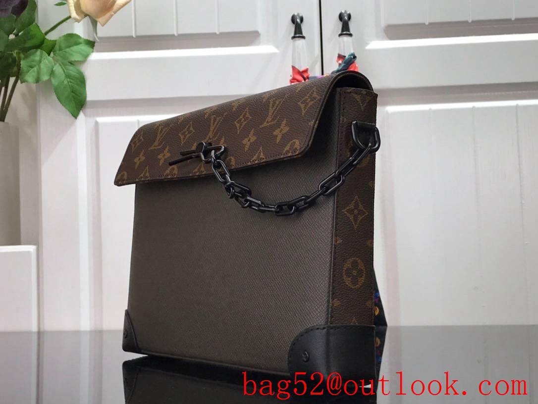 Louis Vuitton LV Monogram Men Pochette Voyage Steamer Bag Handbag M30583 Dark Green