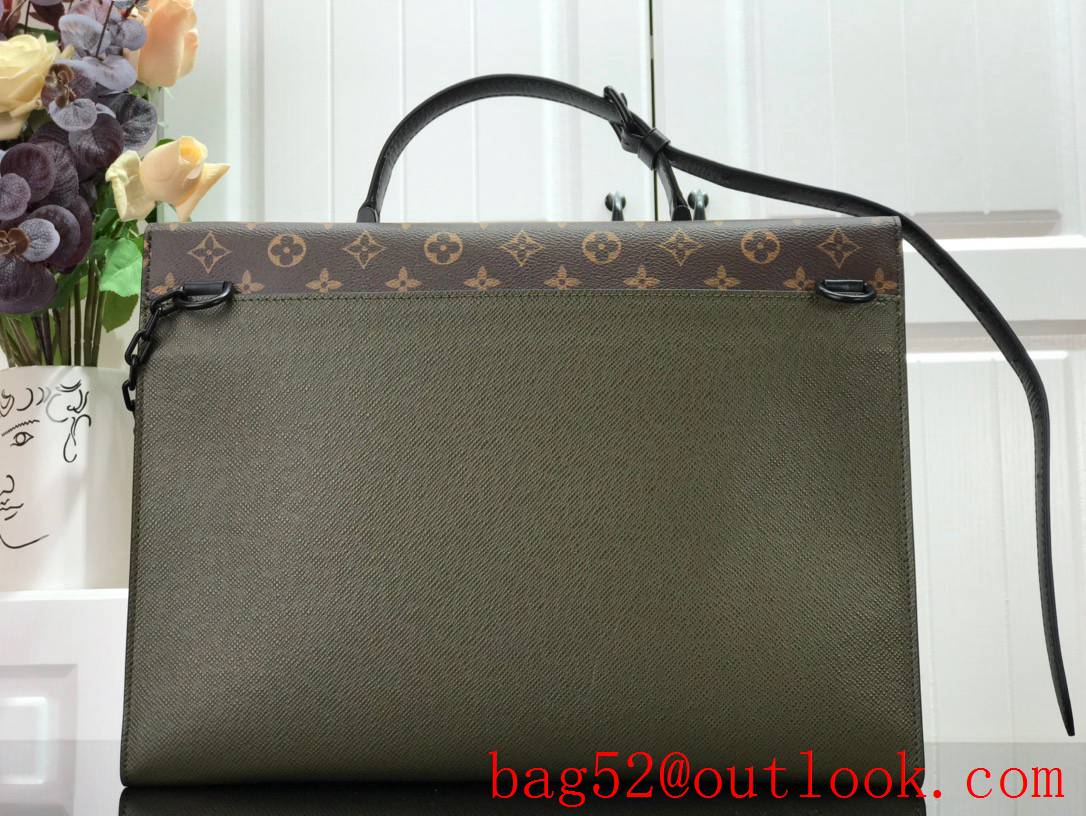 Louis Vuitton LV Men Robusto Leather Messenger Bag Briefcase M30591 Dark Green