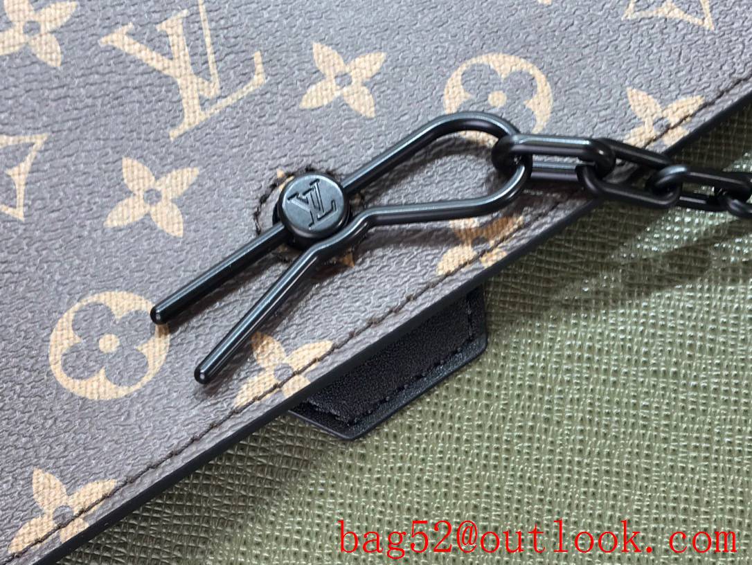 Louis Vuitton LV Men Robusto Leather Messenger Bag Briefcase M30591 Dark Green