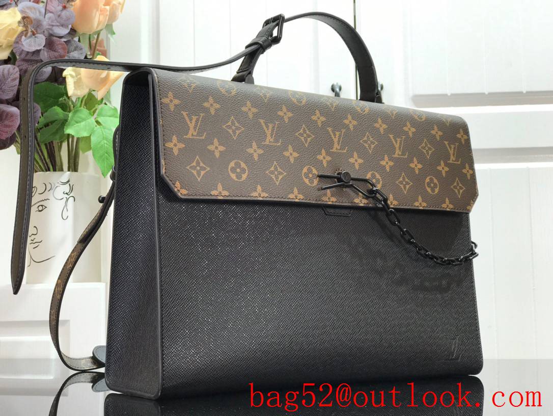 Louis Vuitton LV Men Robusto Leather Messenger Bag Briefcase M30591 Black