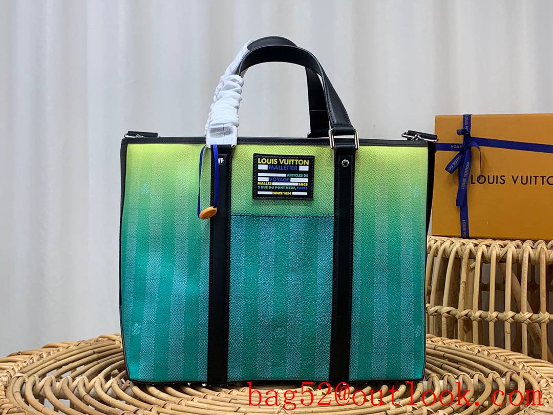 Louis Vuitton LV Men WKD Tote Small Handbag Bag with Damier Stripes Canvas M59919 Green