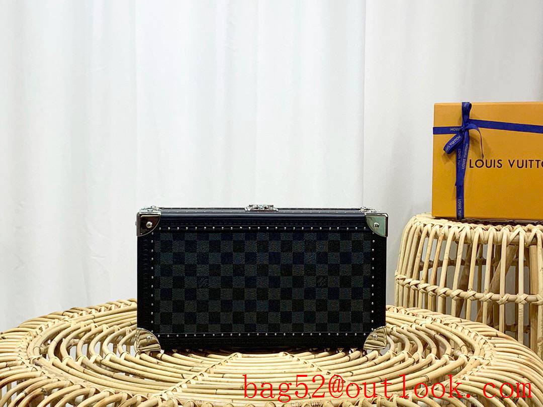 Louis Vuitton LV Men Bisten Watch Suitcase Box Bag with Damier Graphite Canvas N20039 Blue