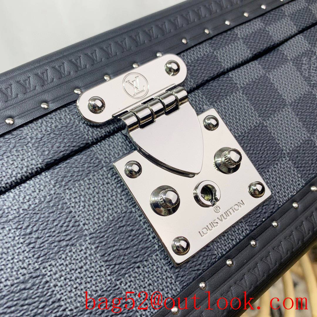 Louis Vuitton LV Men Bisten Watch Suitcase Box Bag with Damier Graphite Canvas N20039 Blue