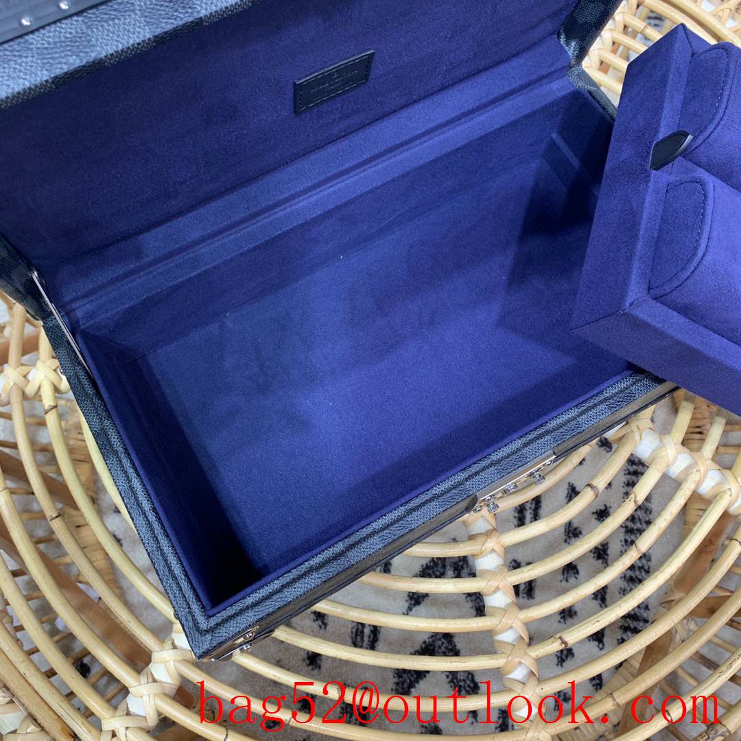 Louis Vuitton LV Men Bisten Watch Suitcase Box Bag with Damier Graphite Canvas N20039 Blue