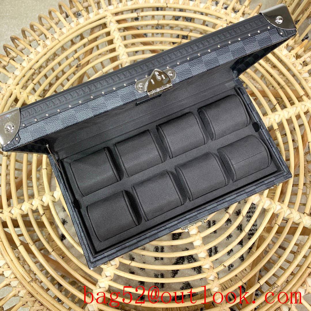 Louis Vuitton LV Men Bisten Watch Suitcase Box Bag with Damier Graphite Canvas N20039 Gray