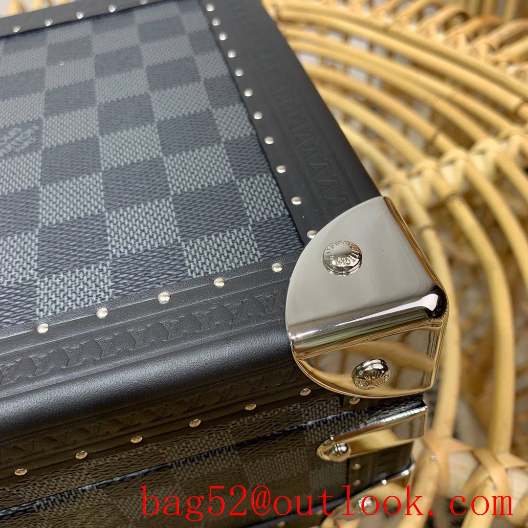 Louis Vuitton LV Men Bisten Watch Suitcase Box Bag with Damier Graphite Canvas N20039 Gray