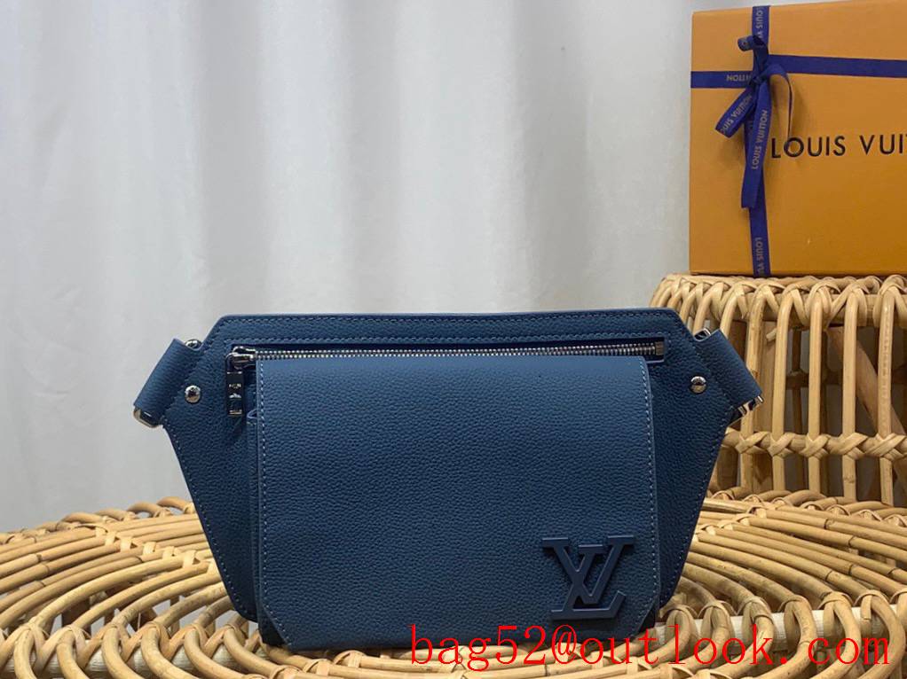Louis Vuitton LV Men New Sling Aerogram Grained Leather Shoulder Bag Navy M57081