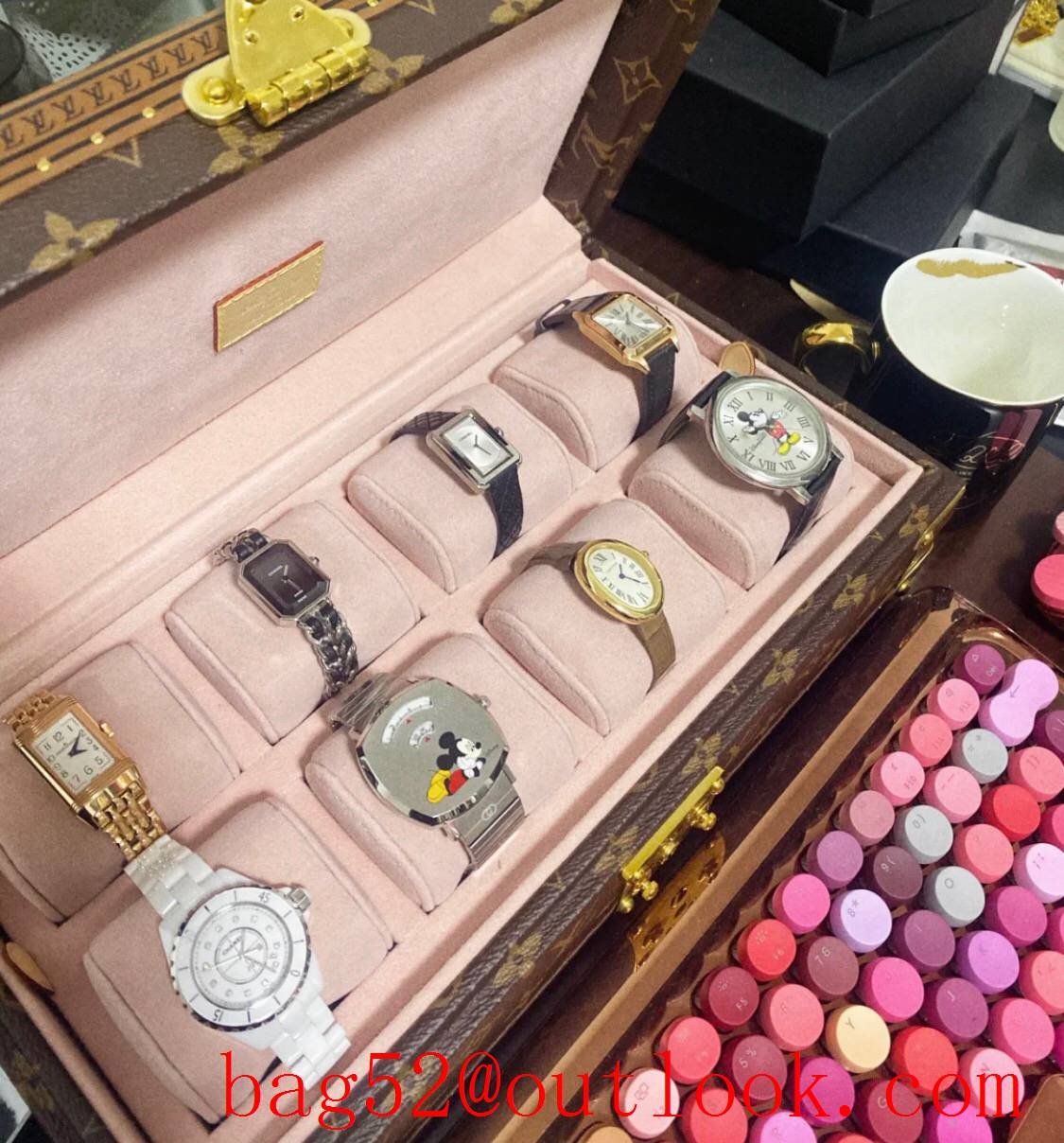 Louis Vuitton LV Men Bisten Watch Suitcase Box Bag with Monogram Canvas M21286 Pink