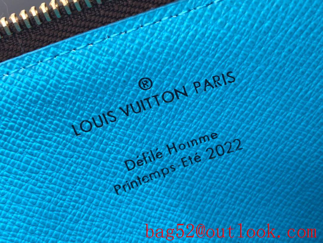 Louis Vuitton LV Men N 7 Coin Card Holder Wallet Purse with Monogram Canvas M81256 Blue