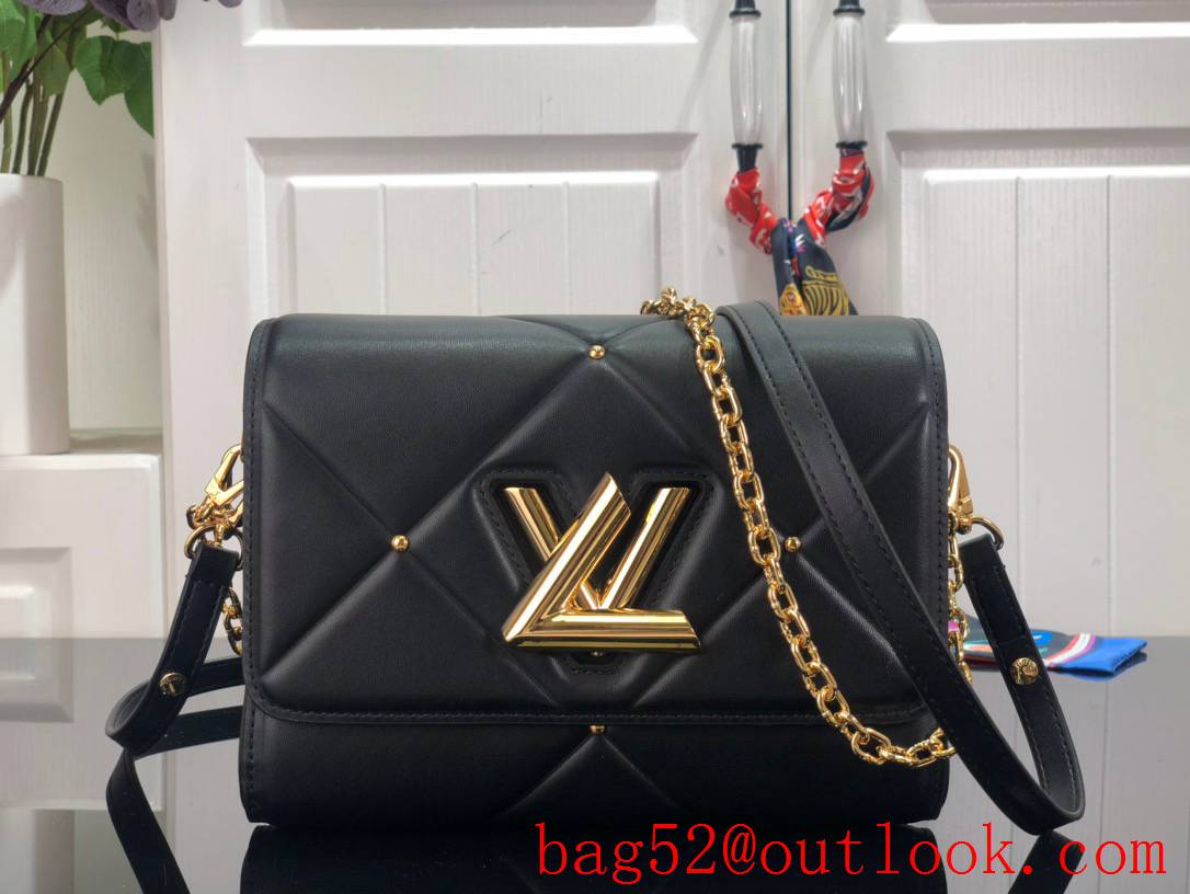 Louis Vuitton LV Twist MM Bag Handbag with Lambskin Leather M59029 Black