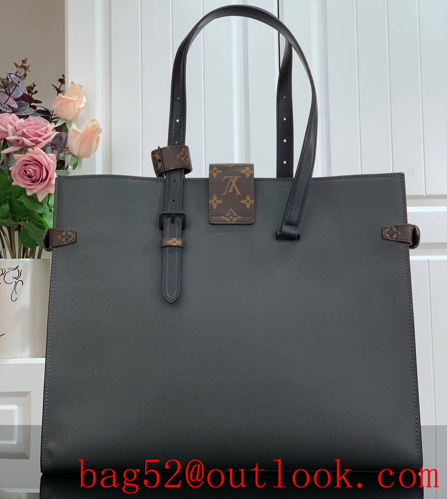 Louis Vuitton LV Calfskin Leather Onthego Tote Bag Handbag M30725 Black