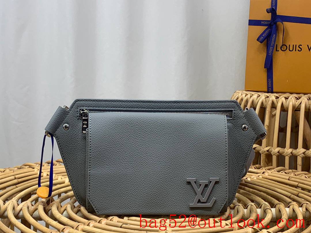 Louis Vuitton LV Men New Sling Aerogram Grained Leather Shoulder Bag Gray M57081