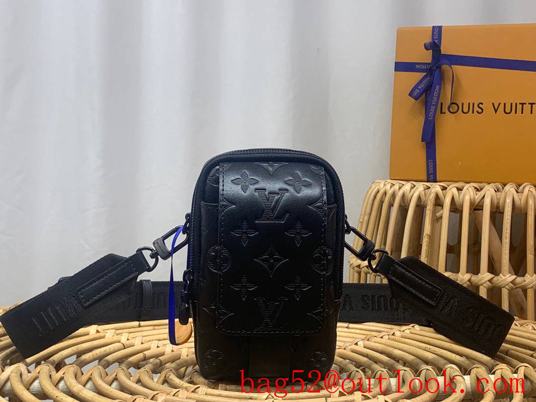 Louis Vuitton LV Men Monogram Flap Double Mobile Phone Bag Black M81005