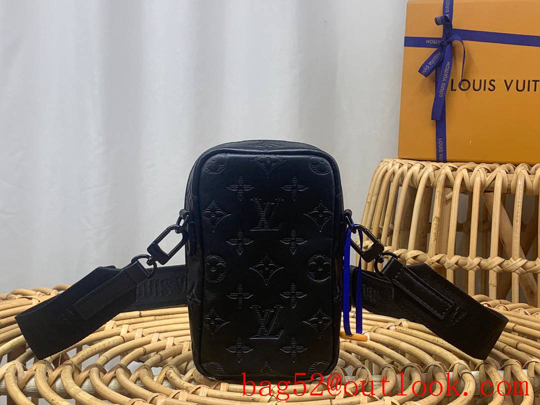 Louis Vuitton LV Men Monogram Flap Double Mobile Phone Bag Black M81005