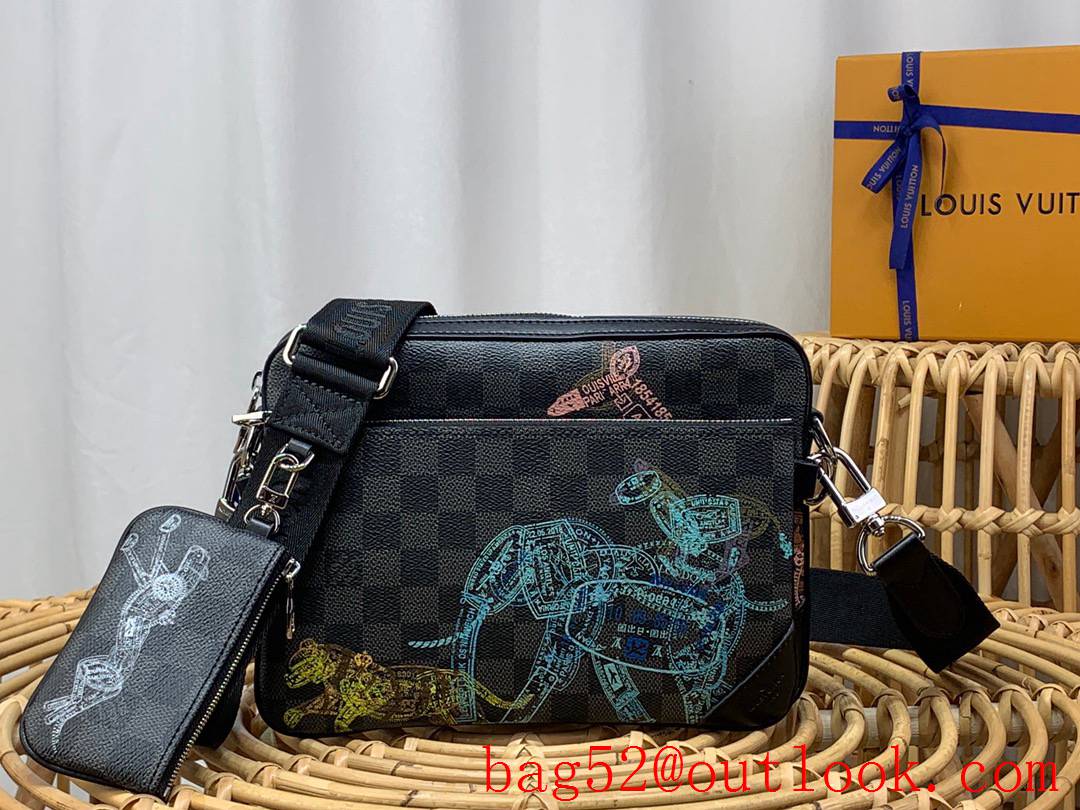 Louis Vuitton LV Men Trio Messenger Bag with Damier Graphite Canvas Black N58040