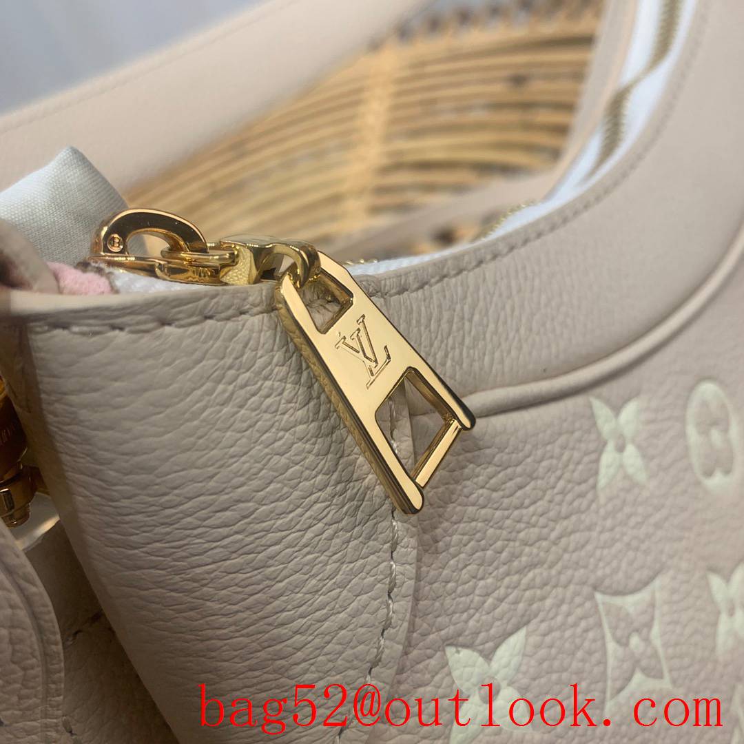 Louis Vuitton LV Bagatelle Monogram Empreinte Leather Bag Handbag M46099 Beige & Pink