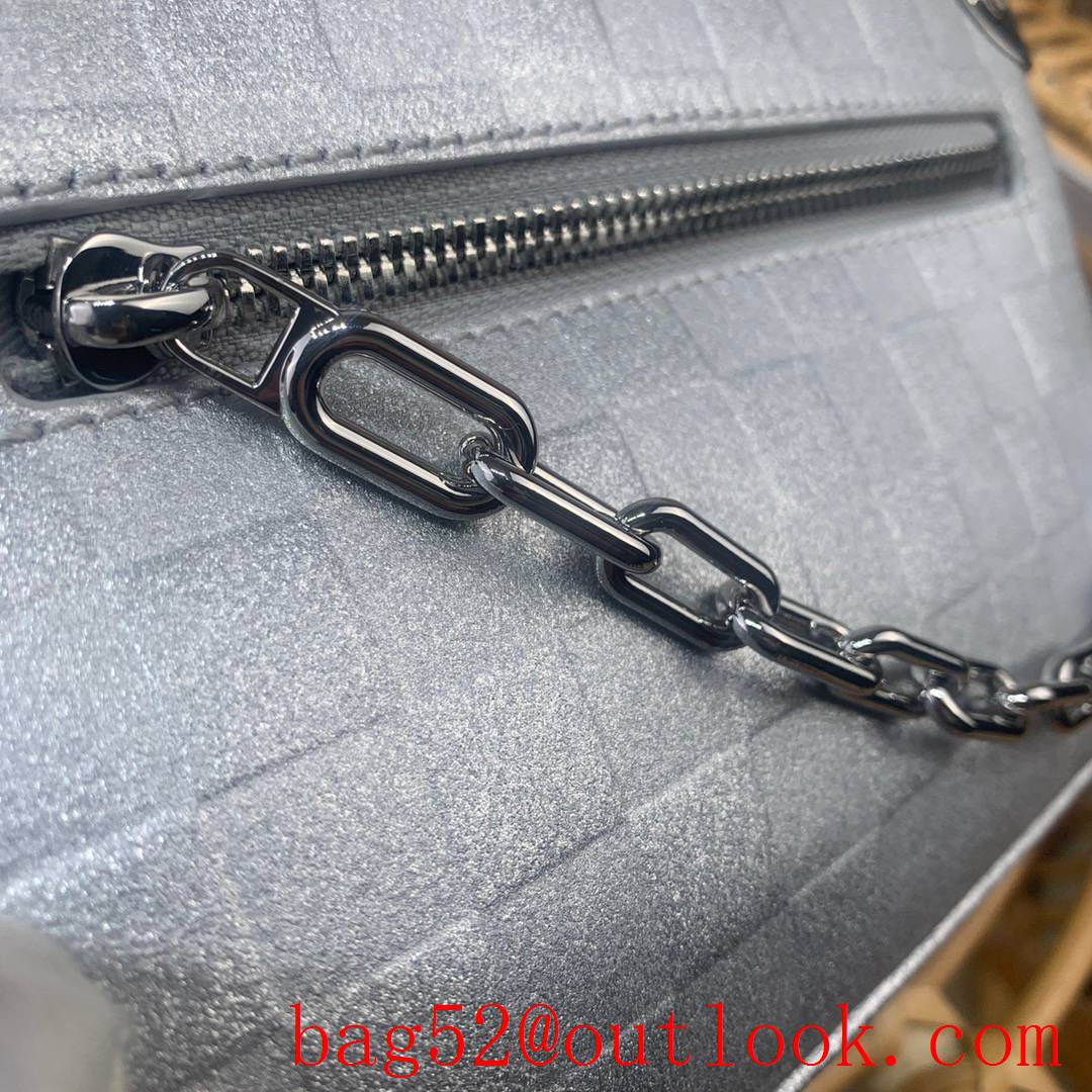 Louis Vuitton LV Mini Soft Trunk Damier Glitter Leather Shoulder Bag M59726 Silver
