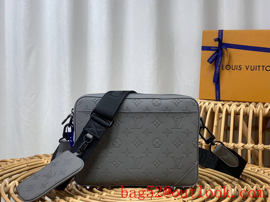 Louis Vuitton LV Men DUO Messenger Bag with Monogram Shadow Leather M46104 Gray