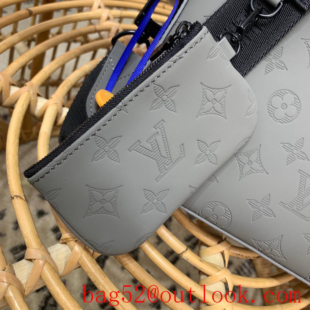 Louis Vuitton LV Men DUO Messenger Bag with Monogram Shadow Leather M46104 Gray