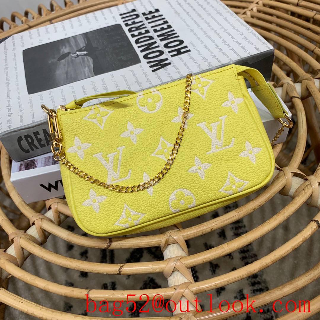 Louis Vuitton LV Mini Pochette Accessoires Clutch Handbag Bag M46129 Yellow