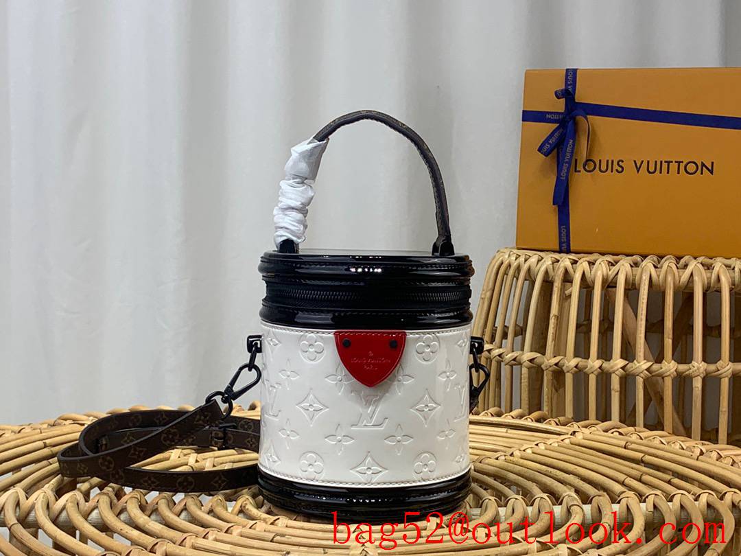 Louis Vuitton LV Monogram Patent Leather Cannes Shoulder Bag Handbag M20487 Black & White