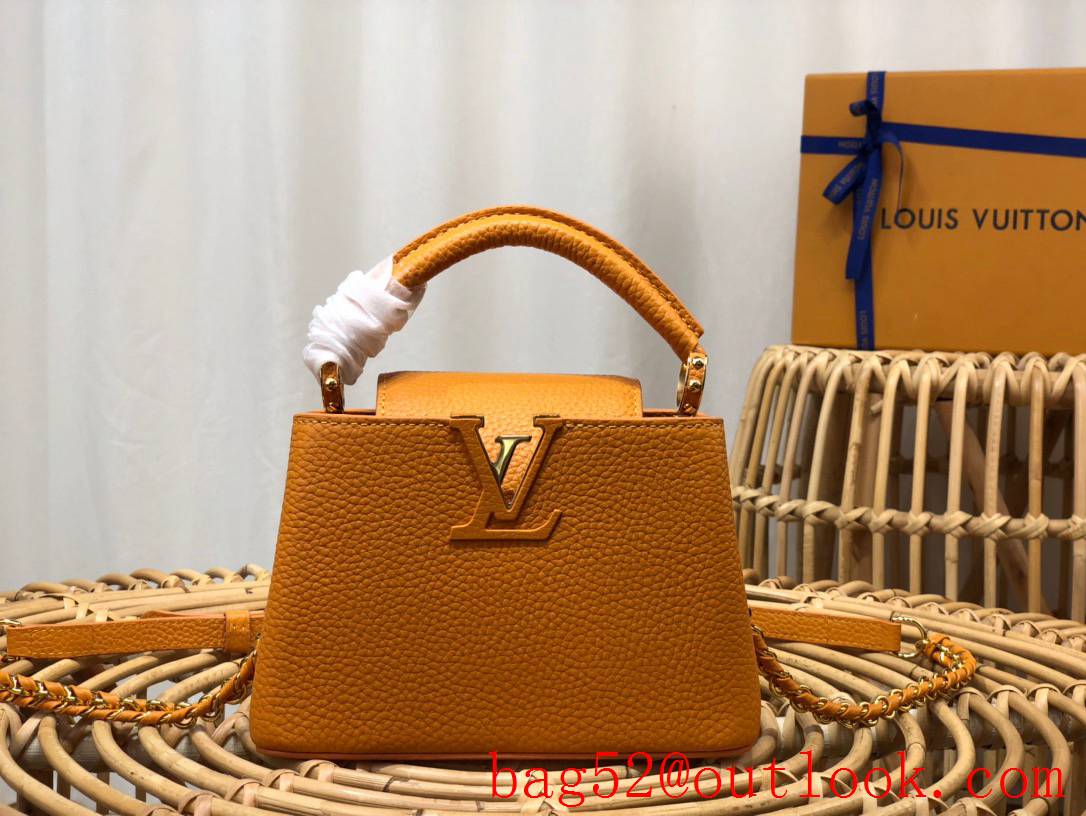 Louis Vuitton LV Taurillon Leather Capucines Mini Handbag Bag M59709 Orange