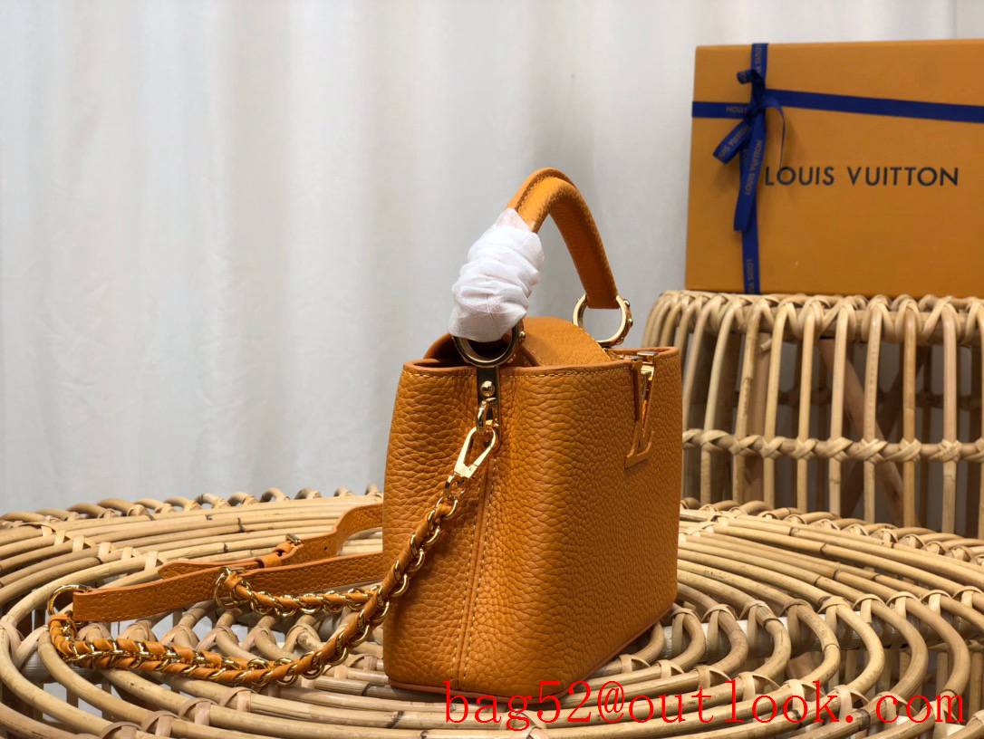 Louis Vuitton LV Taurillon Leather Capucines Mini Handbag Bag M59709 Orange