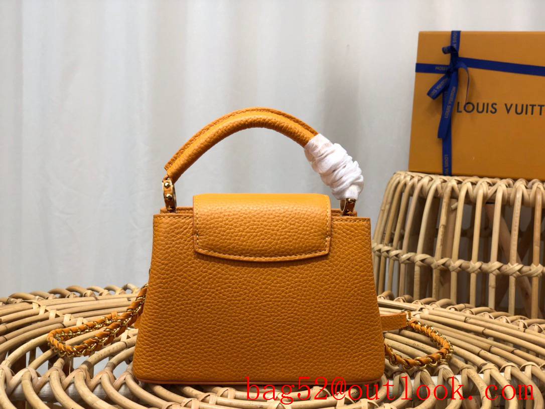 Louis Vuitton LV Taurillon Leather Capucines Mini Handbag Bag M59709 Orange