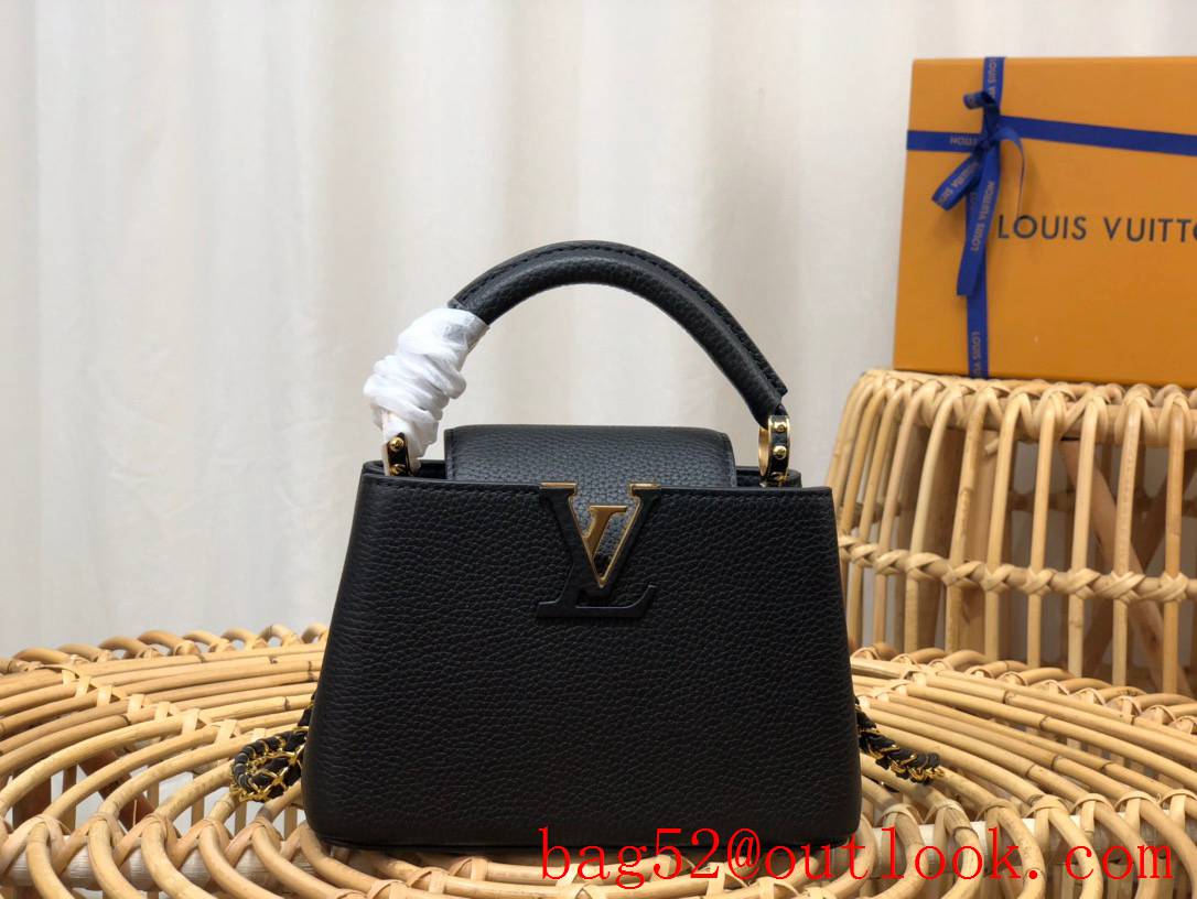 Louis Vuitton LV Taurillon Leather Capucines Mini Handbag Bag M59709 Black