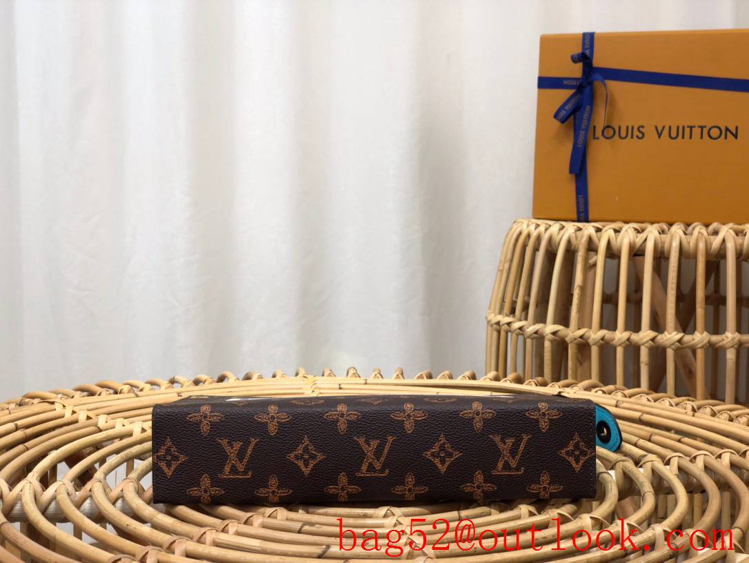 Louis Vuitton LV Men Pochette Voyage Monogram Canvas Clutch Bag Handbag M81204 Blue