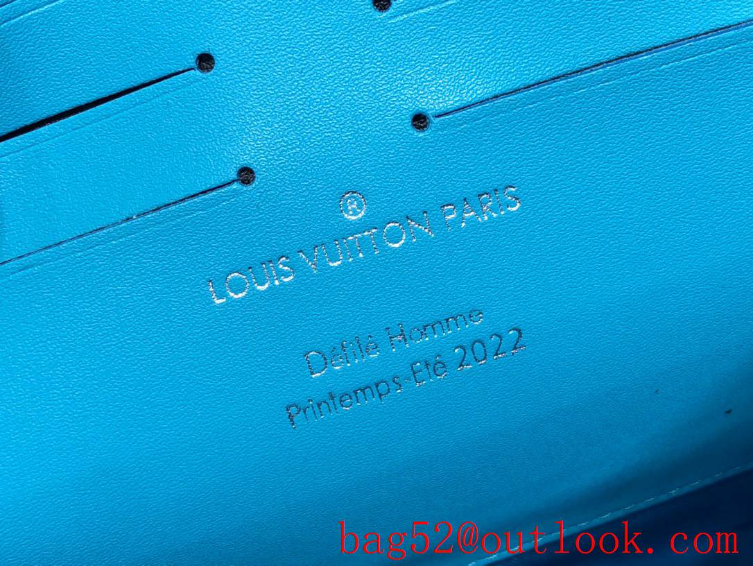 Louis Vuitton LV Men Pochette Voyage Monogram Canvas Clutch Bag Handbag M81204 Blue