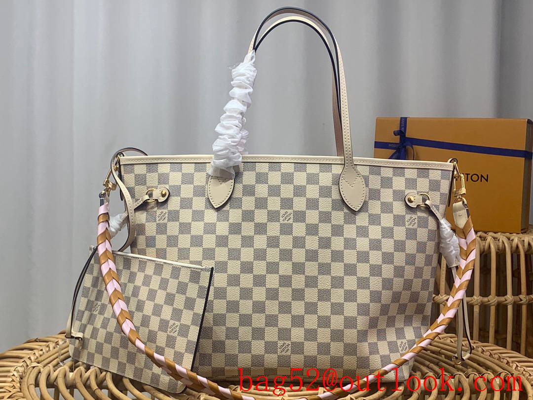 Louis Vuitton LV Damier Azur Canvas Neverfull 32cm Handbag Bag N45295 Cream