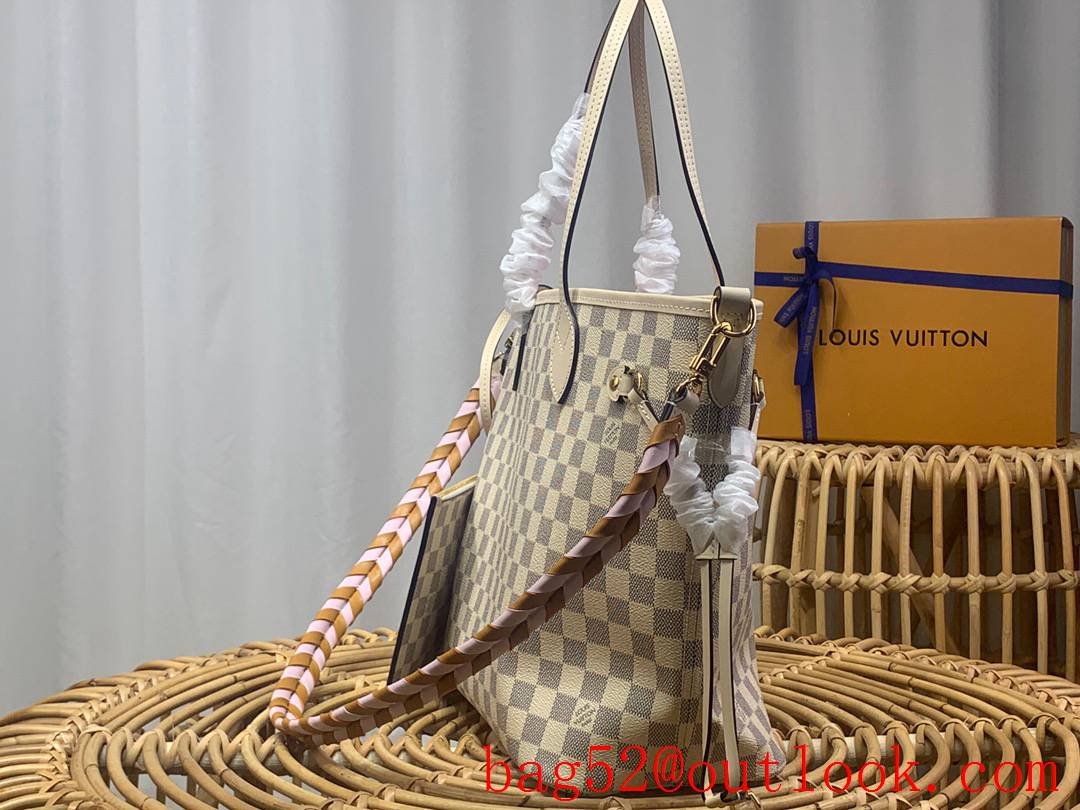 Louis Vuitton LV Damier Azur Canvas Neverfull 32cm Handbag Bag N45295 Cream