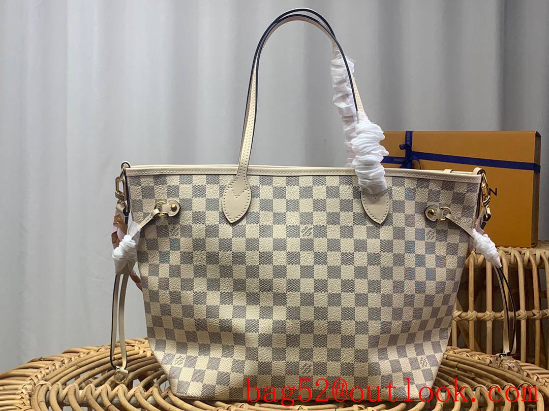 Louis Vuitton LV Damier Azur Canvas Neverfull 32cm Handbag Bag N45295 Cream