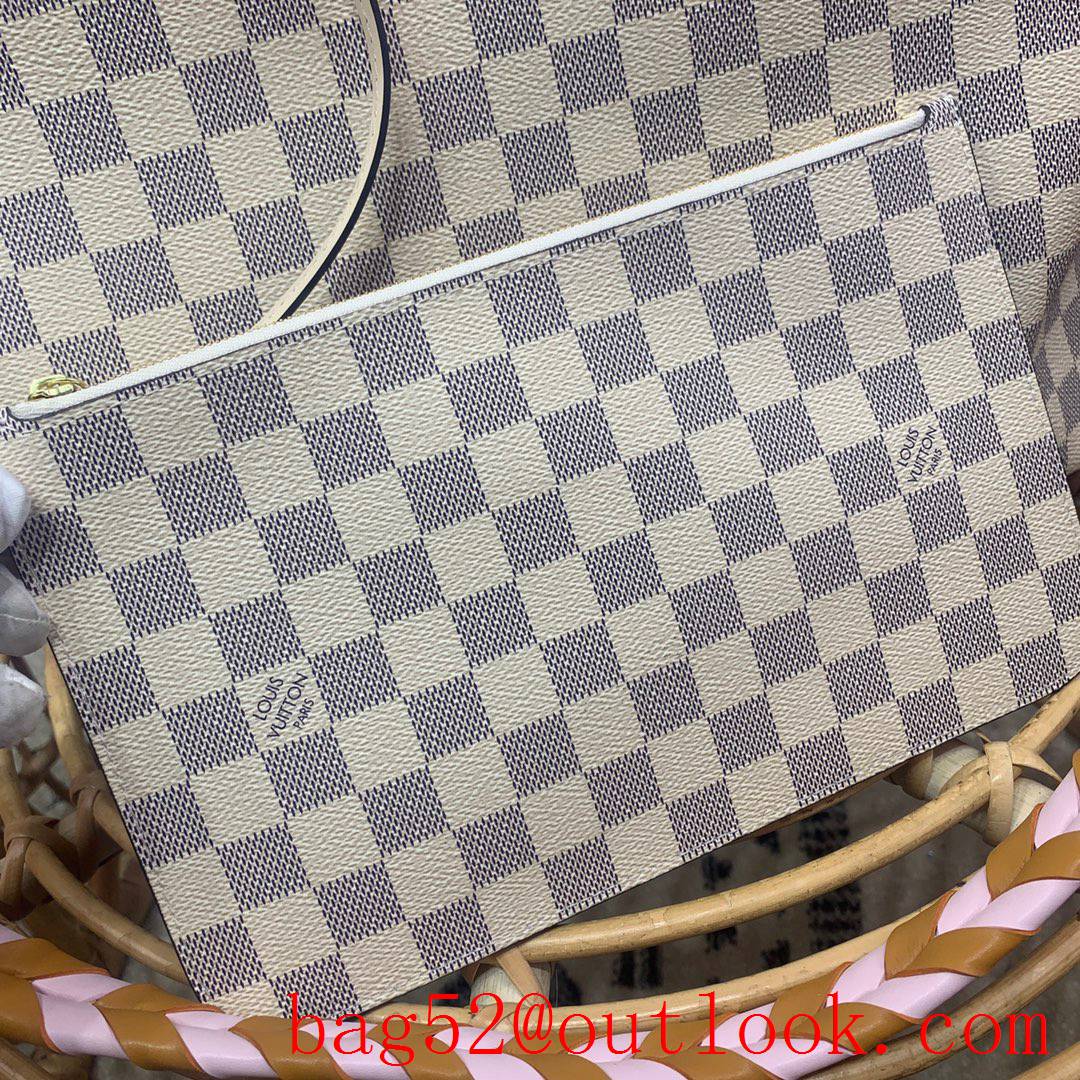 Louis Vuitton LV Damier Azur Canvas Neverfull 32cm Handbag Bag N45295 Cream