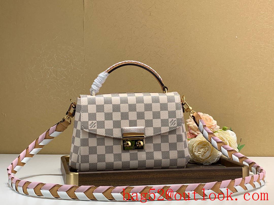 Louis Vuitton LV Damier Azur Canvas Croisette Shoulder Bag Handbag N50053 Cream