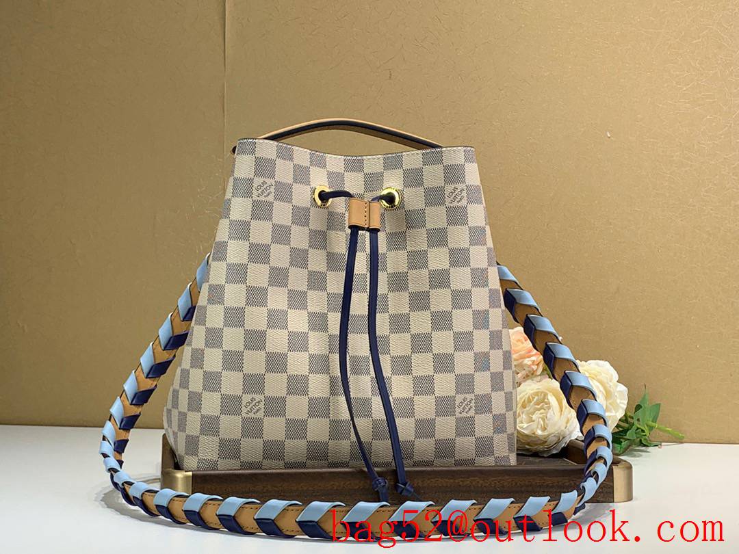 Louis Vuitton LV Neonoe Bucket Bag with Damier Azur Canvas N50042 Cream