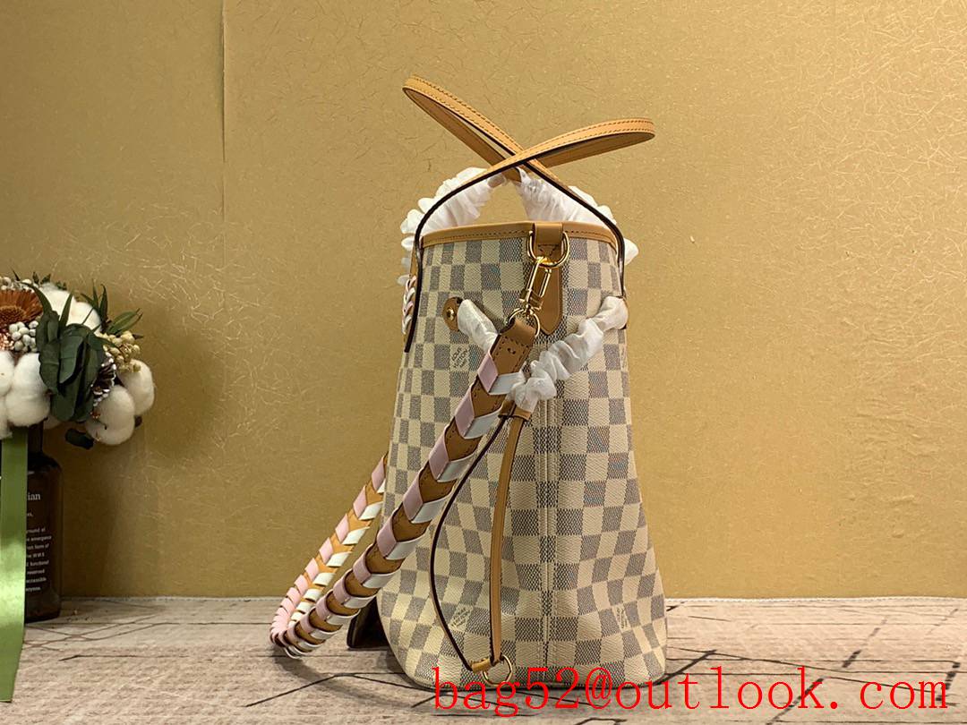 Louis Vuitton LV Damier Azur Canvas Neverfull 32cm Handbag Bag N50047 Cream