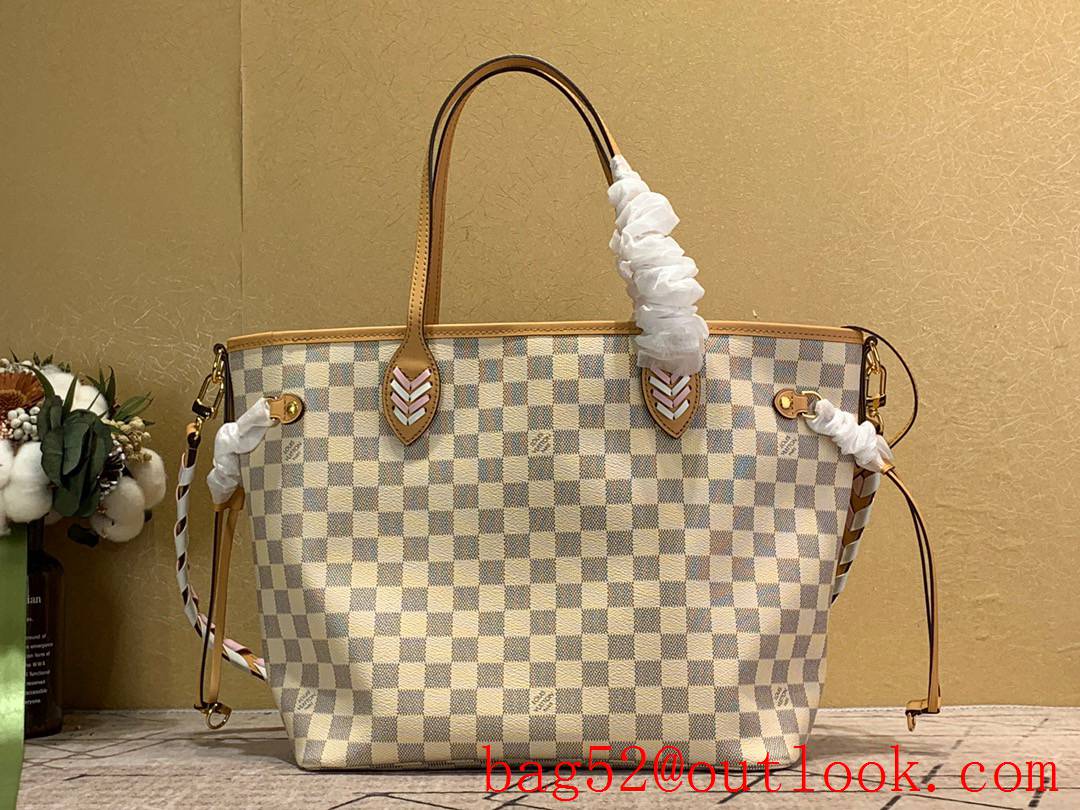 Louis Vuitton LV Damier Azur Canvas Neverfull 32cm Handbag Bag N50047 Cream